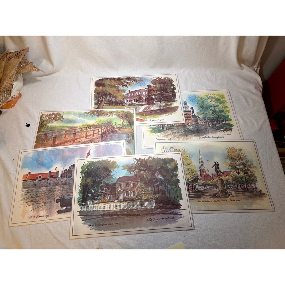 Vintage‎ James McBride American Bicentennial Placemats Set of 6 Dayton Tire 1976